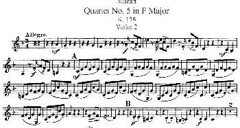 小提琴谱 | Mozart《Quartet No.5 in F Major,K.158》(Violin 2分谱)