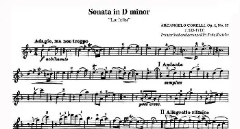 小提琴谱 | Sonata in D minor(D小调奏鸣曲“La folia”Op.1,No.12)