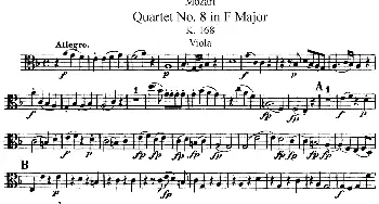 小提琴谱 | Mozart《Quartet No.8 in F Major,K.168》(Viola分谱)