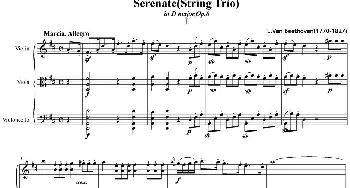 小提琴谱 | Serenate(String Trio)(D大调弦乐三重奏Op.8,I)贝多芬