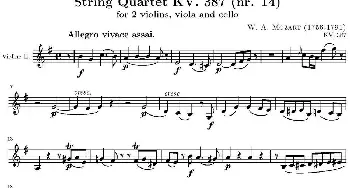 小提琴谱 | String Quartet KV.387(弦乐四重奏第二小提琴分谱)莫扎特