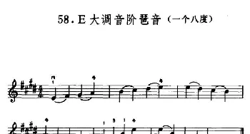 小提琴谱 | 学琴之路练习曲58 E大调音阶琶音(一个八度)