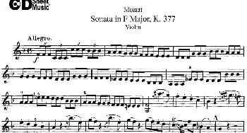 小提琴谱 | Violin Sonata in F Major K.377