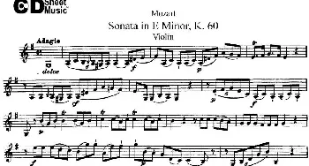 小提琴谱 | Violin Sonata in E Minor K.60