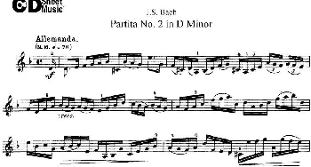 小提琴谱 | 6 Violin Sonatas and Partitas 4.Partita No.2 in D Minor  J·S·Bach(巴赫）