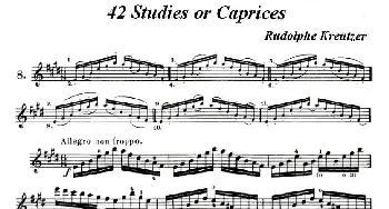 小提琴谱 | 42首练习曲或隨想曲之八  克莱采尔