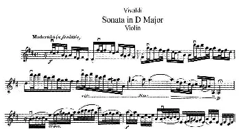 小提琴谱 | 维瓦尔第D大调小提琴奏鸣曲