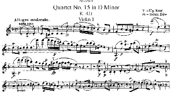 小提琴谱 | Mozart《Quartet No.15 in D Minor,K.421》(Violin 1分谱)