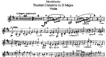 小提琴谱 | Student Concerto in D Major