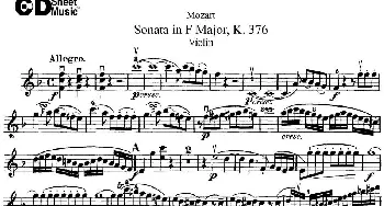小提琴谱 | Violin Sonata in F Major K.376