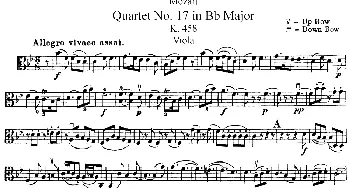 小提琴谱 | Mozart《Quartet No.17 in Bb Major,K.458》(Viola分谱)