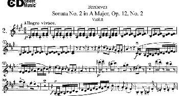 小提琴谱 | Violin Sonata No.2 in A Major Op.12 No.2