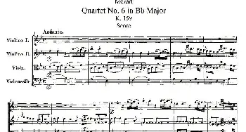 小提琴谱 | Quartet No. 6 in Bb Major, K. 159(降B大调第六弦乐四重奏)[奥]莫扎特