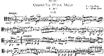 小提琴谱 | Mozart《Quartet No.19 in C Major,K.465》(Viola分谱)