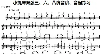 小提琴谱 | 小提琴双弦三 六 八度音阶 音程练习  赵惟俭