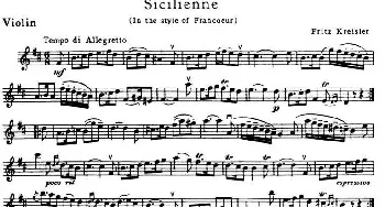 小提琴谱 | Sicilienne(西西里舞曲 克莱斯勒 作曲版)