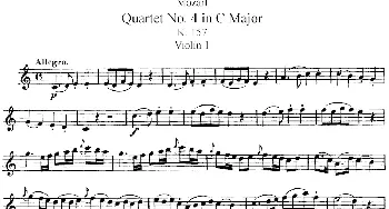小提琴谱 | Mozart《Quartet No.4 in C Major,K.157》(Violin 1分谱)