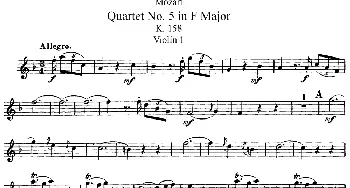 小提琴谱 | Mozart《Quartet No.5 in F Major,K.158》(Violin 1分谱)
