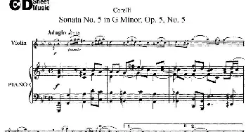 小提琴谱 | Sonata No.5 in G MinorOp.5 No.5(小提琴+钢琴伴奏)