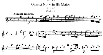 小提琴谱 | Mozart《Quartet No.6 in Bb Major,K.159》(Violin 1分谱)