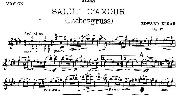 小提琴谱 | SALUT D'AMOUR(Liebesgruss)(爱的致意)ELGAR(埃尔加）