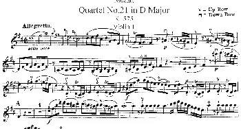 小提琴谱 | Mozart《Quartet No.21 in D Major,K.575》(Violin 1分谱)