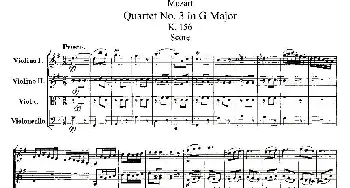 小提琴谱 | Quartet No. 3 in G Major, K. 156 (G大调第三弦乐四重奏)[奥]莫扎特