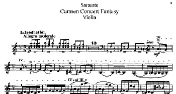 小提琴谱 | Carmen Concert Fantast Op.25(序曲)Sarasate(萨拉萨蒂）