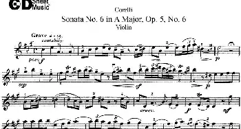 小提琴谱 | Sonata No.6 in A Major Op.5 No.6