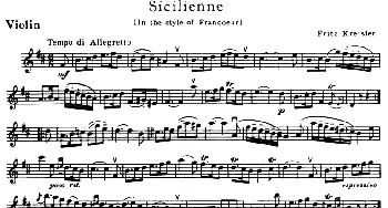 小提琴谱 | Sicilienne(西西里安舞曲)克莱斯勒