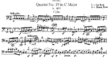 小提琴谱 | Mozart《Quartet No.19 in C Major,K.465》(Cello分谱)