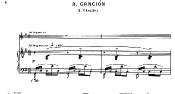 小提琴谱 | Suite of Spanish Folksongs:3 CANCION(小提琴+钢琴伴奏)法利亚