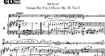 小提琴谱 | Violin Sonata No.6 in A Major Op.30 No.1(小提琴+钢琴伴奏)