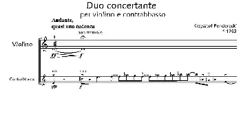 小提琴谱 | Duo concertante(炫技二重奏)(小提琴+低音提琴二重奏)潘德雷茨基(PENDERECKI）