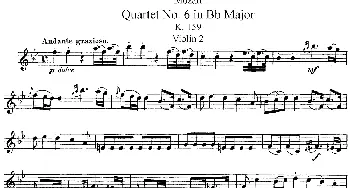 小提琴谱 | Mozart《Quartet No.6 in Bb Major,K.159》(Violin 2分谱)