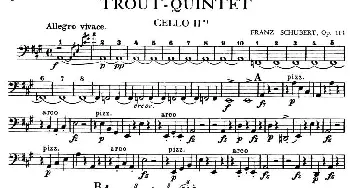 TROUT QUINTET(鳟鱼五重奏)(第二大提琴分谱)舒伯特