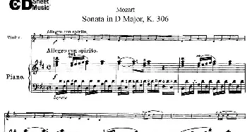 小提琴谱 | Violin Sonata in D Major K.306(小提琴+钢琴伴奏)