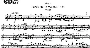 小提琴谱 | Violin Sonata in Bb Major K.454