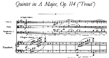 小提琴谱 | A大调鳟鱼五重奏(P1—10)(弦乐+钢琴)舒伯特