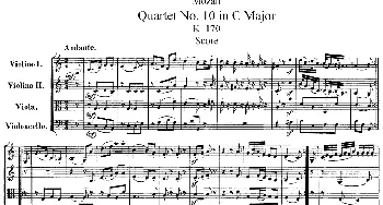 小提琴谱 | Mozart《Quartet No.10 in C Major,K.170》(总谱)