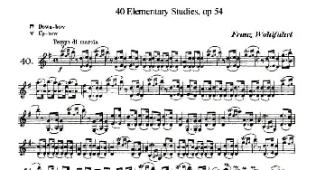 小提琴谱 | 40首小提琴初级技巧练习曲之40  弗朗茨·沃尔法特