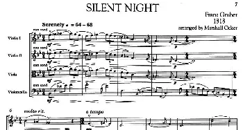 小提琴谱 | SILENT NIGHT(圣诞音乐 弦乐四重奏)Franz Gruber