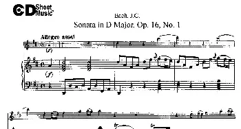 小提琴谱 | Sonata in D Major,Op.16 No.1(小提琴+钢琴伴奏)Bach(巴赫）