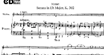 小提琴谱 | Violin Sonata in Eb Major K.302(小提琴+钢琴伴奏)