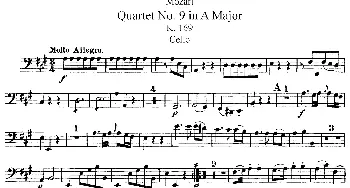 小提琴谱 | Mozart《Quartet No.9 in A Major,K.169》(Cello分谱)
