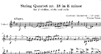 小提琴谱 | String Quartet nr.18 in E minor(E小调弦乐四重奏)(第一小提琴分谱)托马西