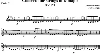 小提琴谱 | Concerto for strings in D Major(RV121 Violin Ⅱ分谱)Antonio Vivaldi