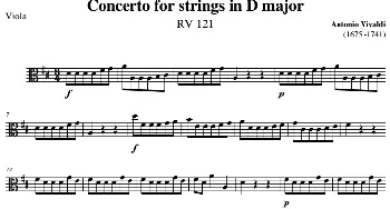 小提琴谱 | Concerto for strings in D Major(RV121 Viola分谱)Antonio Vivaldi