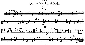 小提琴谱 | Mozart《Quartet No.3 in G Major,K.156》(Viola分谱)