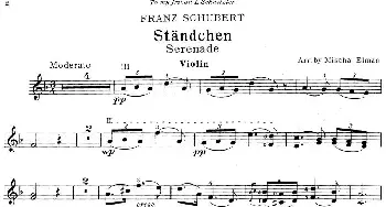 小提琴谱 | Standchen  Franz Schubert曲 Mischa Elman改编